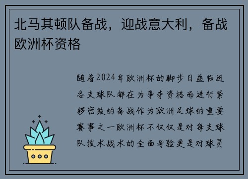 北马其顿队备战,迎战意大利,备战欧洲杯资格