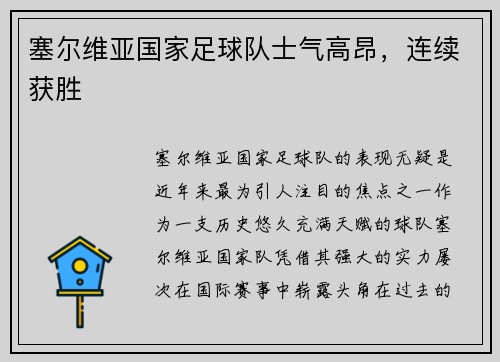 塞尔维亚国家足球队士气高昂,连续获胜