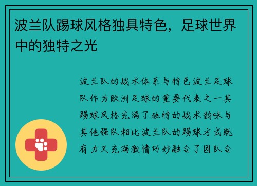 波兰队踢球风格独具特色,足球世界中的独特之光